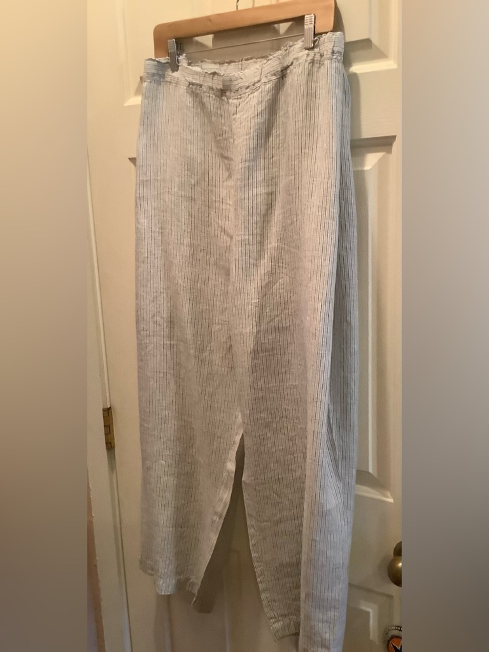 Eileen Fisher Gray and White  Pinstripe Linen Pants, Size 3X, NWOT.